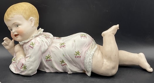 Vintage Hand Painted Ceramic Reclining Infant Fig