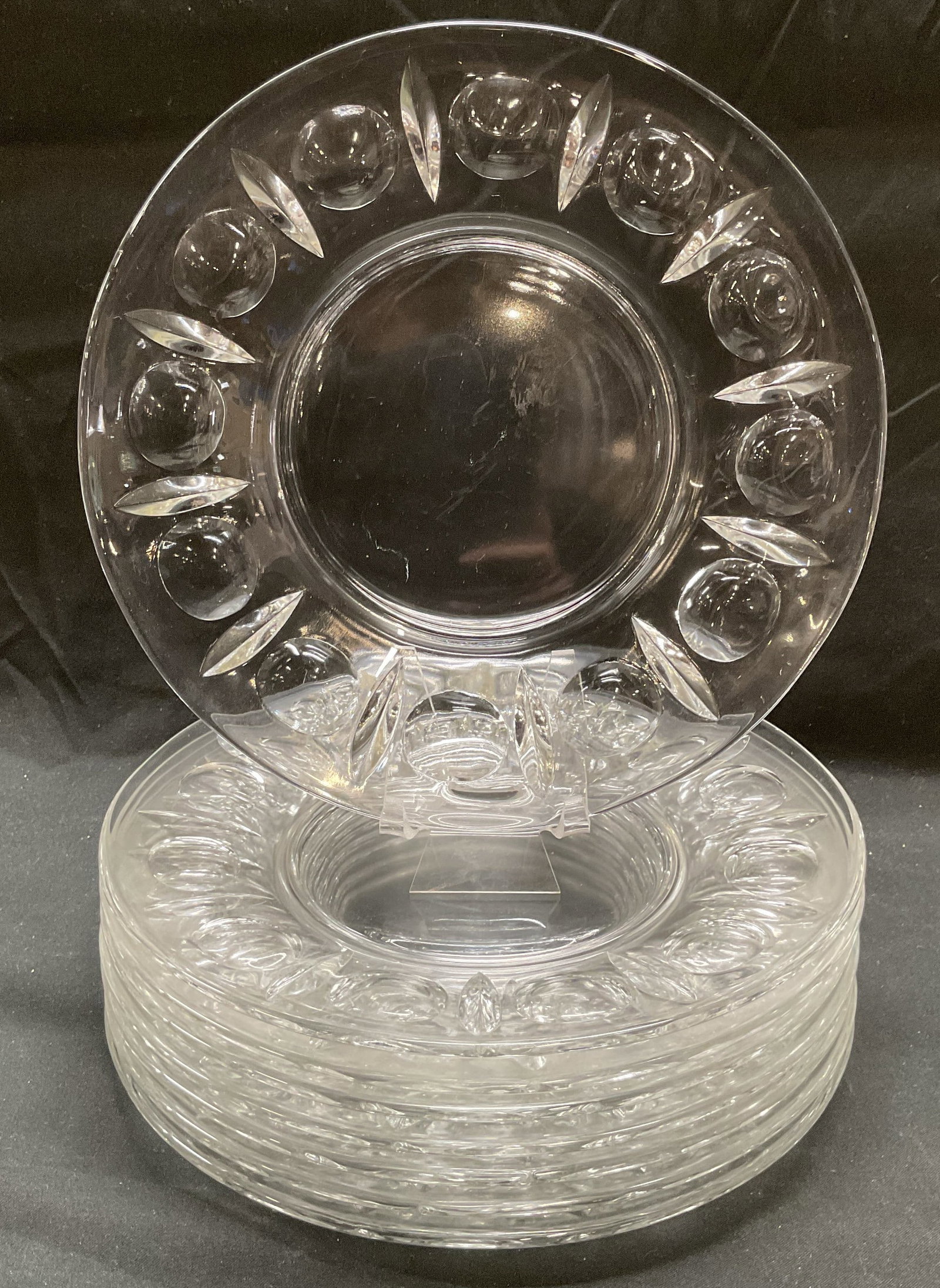 Set 8 Clear Glass Geometric Plates (1 of 6)