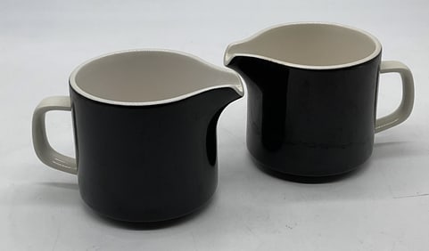 Vtg MIKASA Provencal Black & White Porc Creamers