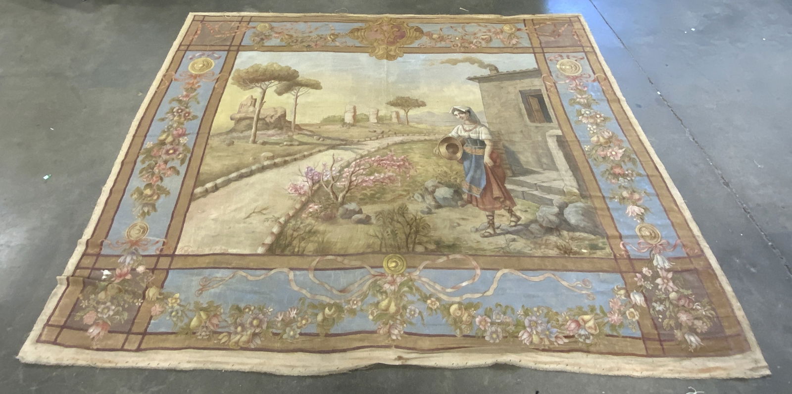 RAFF JAGLIARDI Painted Canvas Tapestry 1927 (1 of 15)