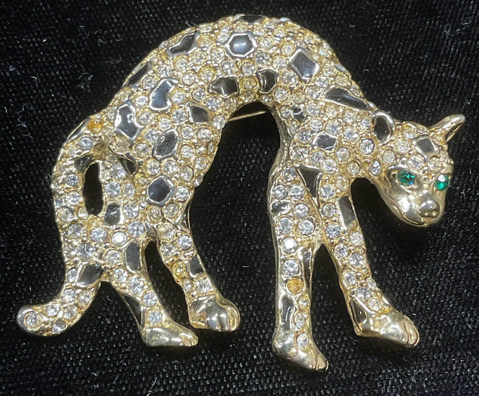 Gold Tone Crystal Leopard Brooch (1 of 6)