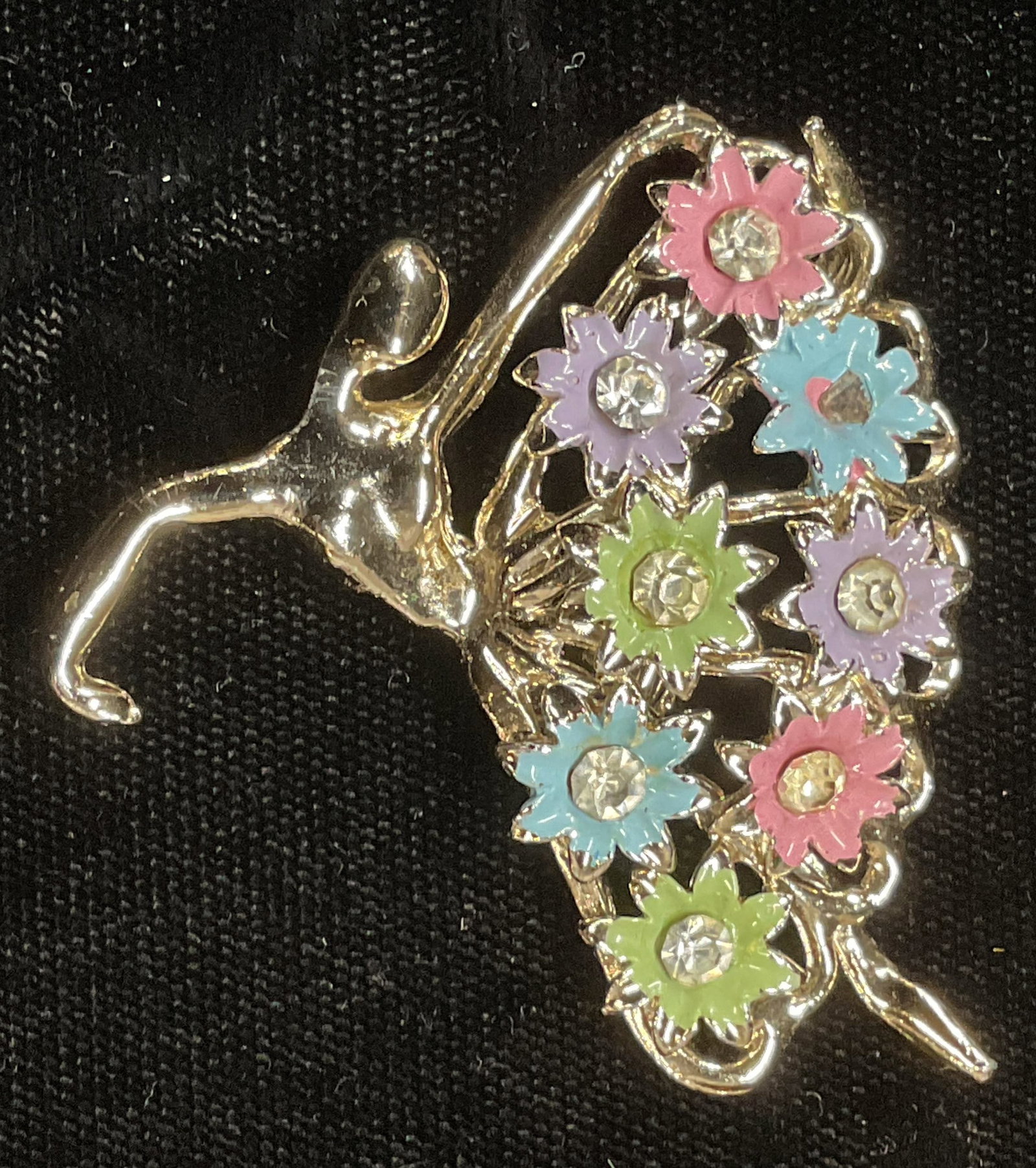 Silver Tone Crystal Enamel Ballerina Brooch (1 of 6)