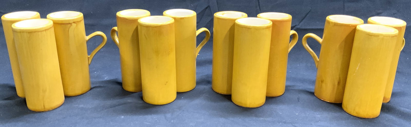 Set 12 Trademarked Vntg Slim Ceramic Mugs Yellow (1 of 7)