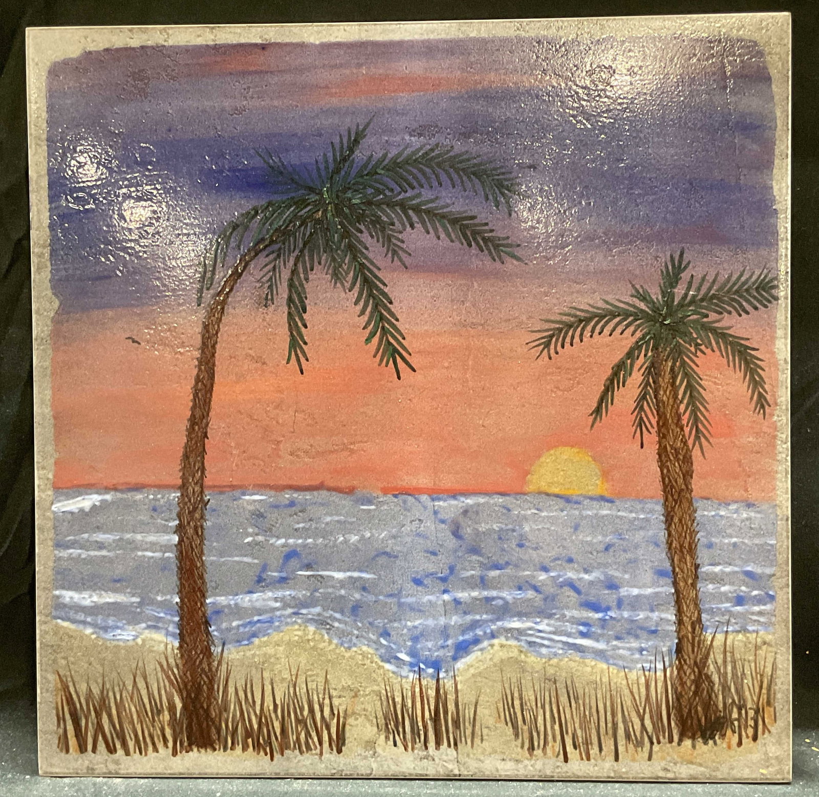 Hand Painted Ceramic Palm Tree Beach Tile (1 of 6)