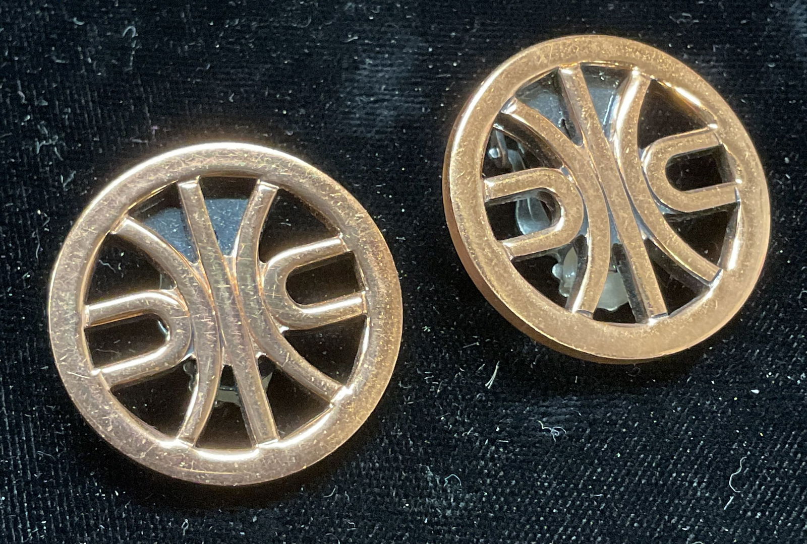 Vintage Renoir Round Geometric Copper Earrings (1 of 6)