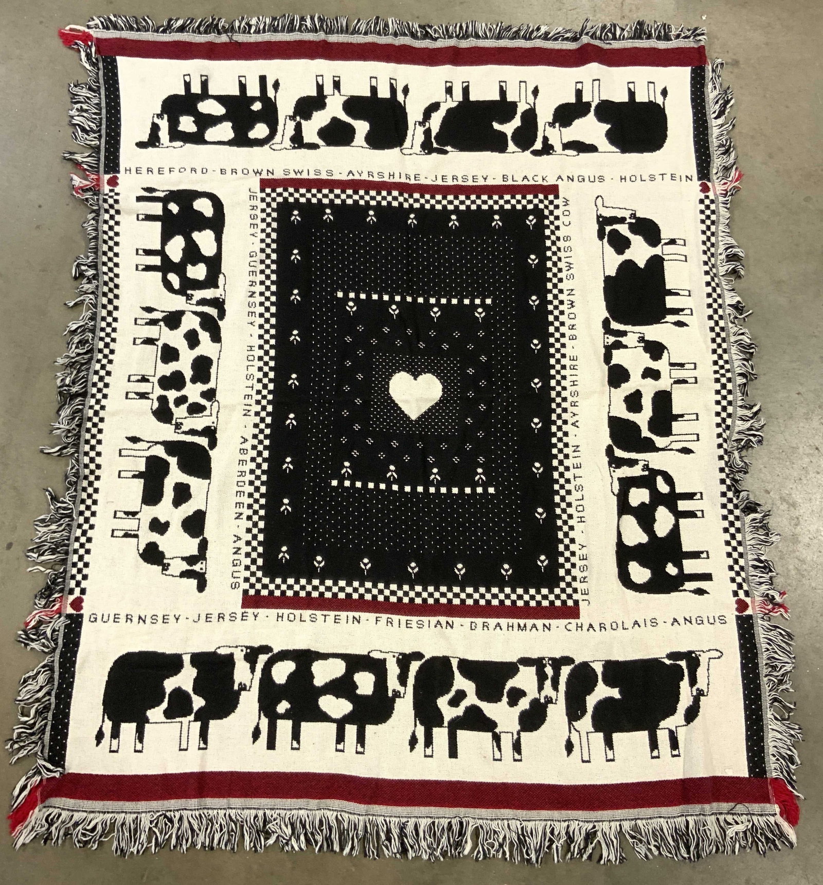 Throw Blanket W Cow Detail & Fringes (1 of 8)