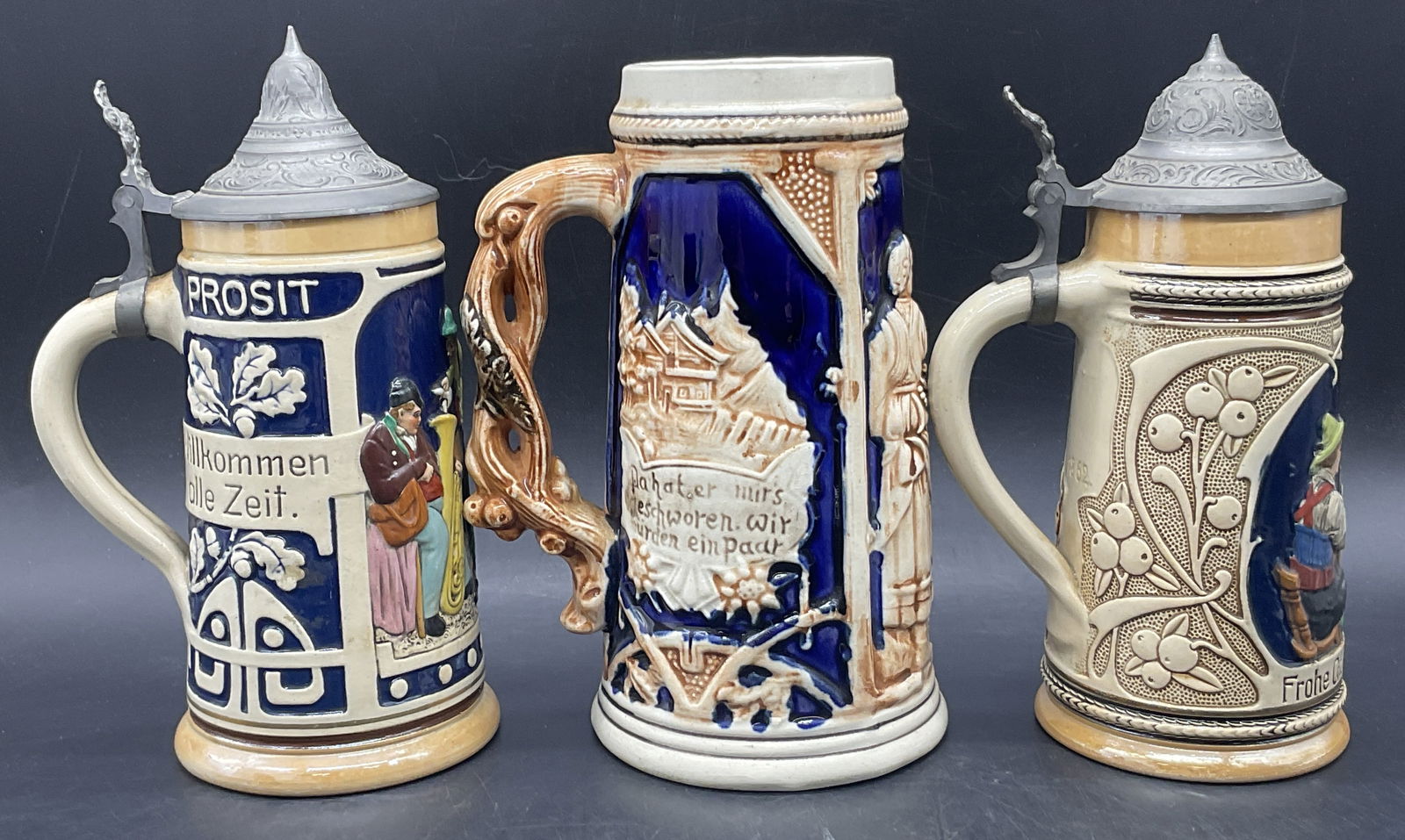 Lot 3 Vintage Hand Painted Ceramic Steins Japan (1 of 8)
