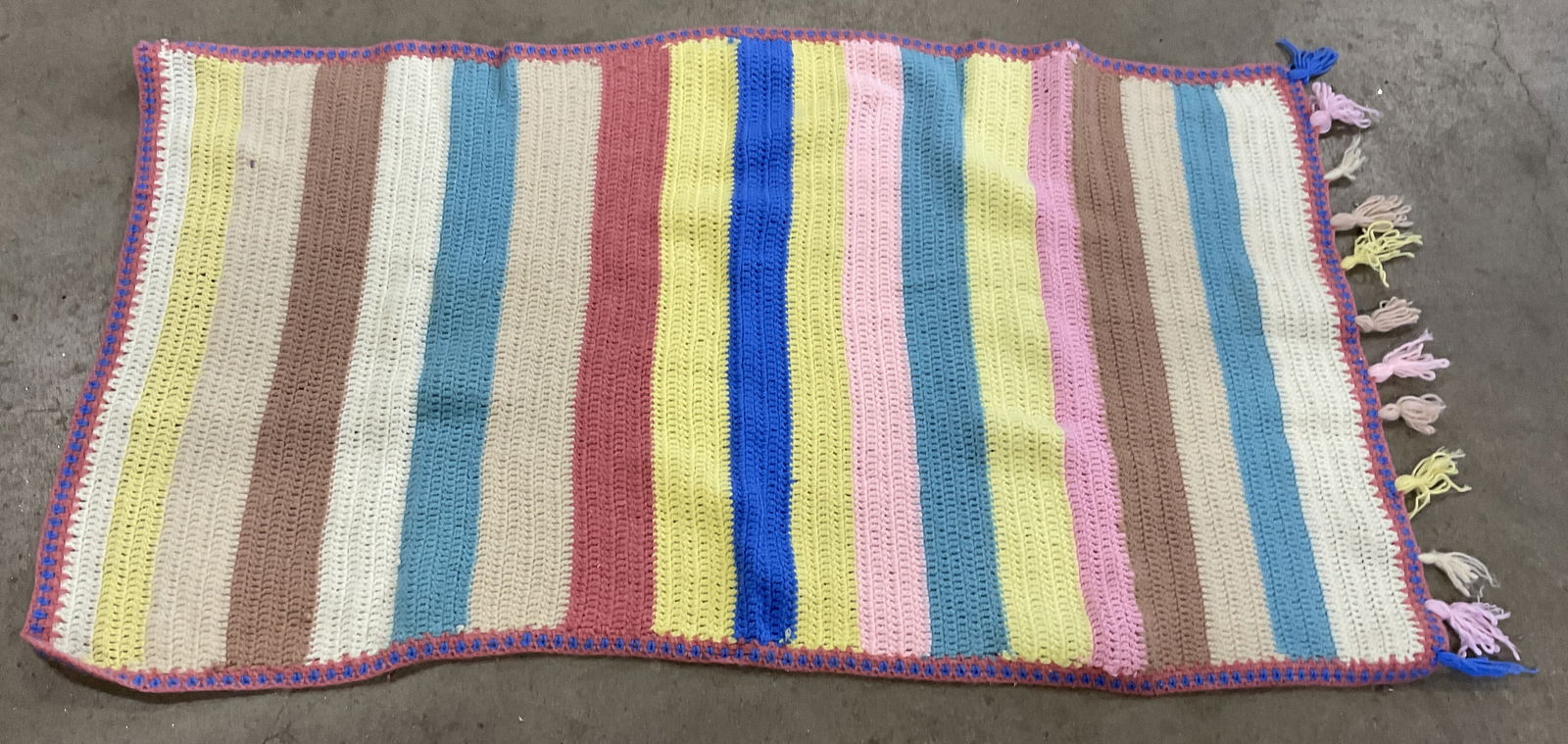 Vintage Handmade Striped Knitted Throw Blanket (1 of 7)