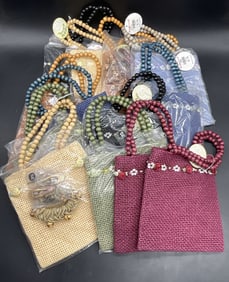 Lot 13 NWT Woven Straw Beaded Top Handle Purses