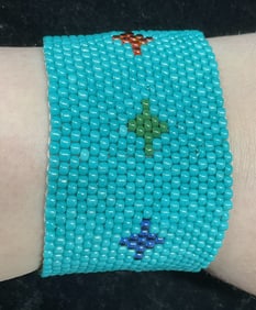 Turquoise Blue Beaded Geometric Bracelet
