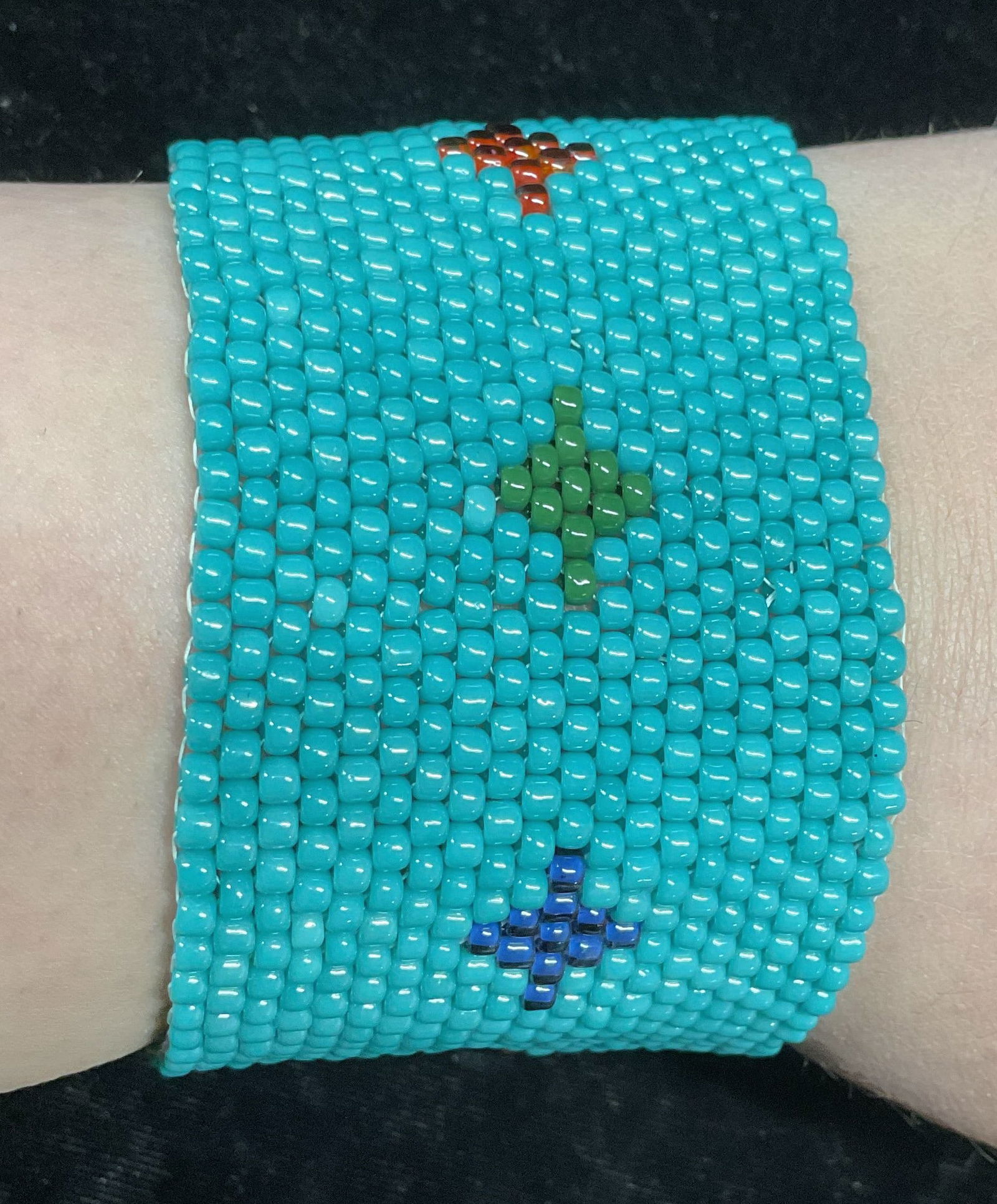 Turquoise Blue Beaded Geometric Bracelet (1 of 6)