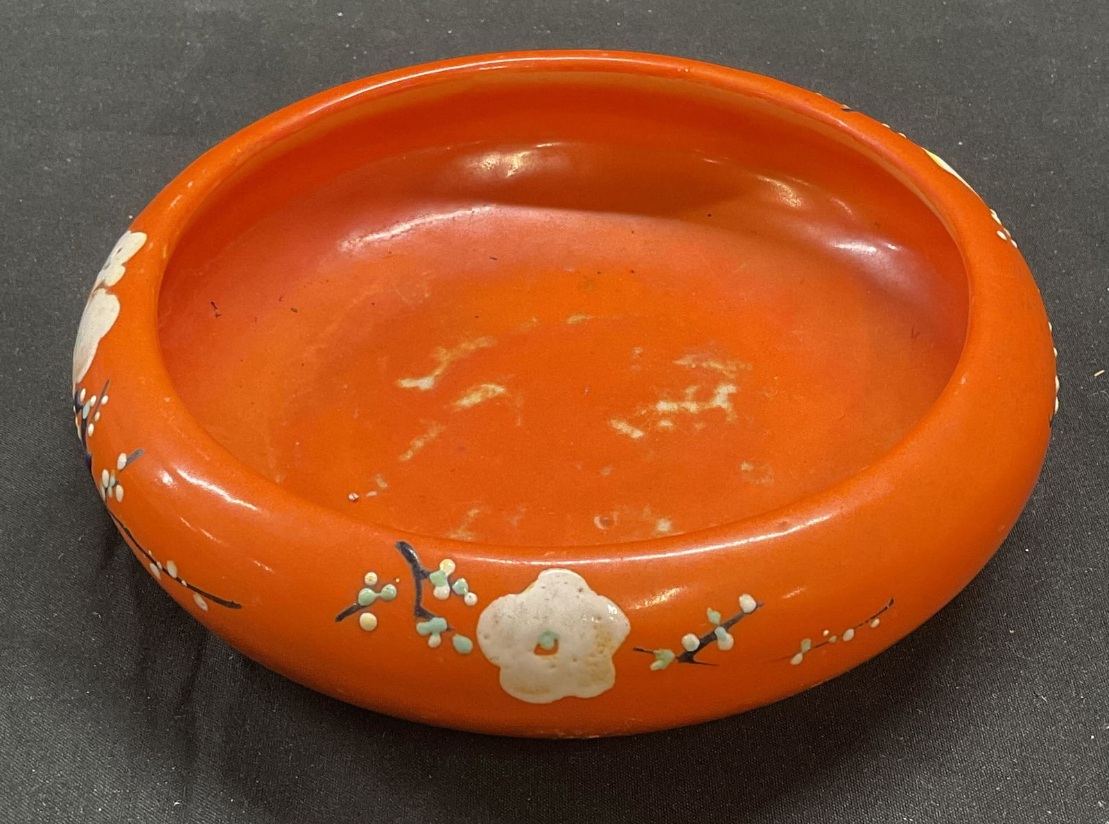 Vtg Nippon Porcelain Orange Planter Bowl, Japan (1 of 6)