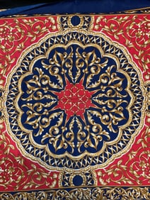 Vintage Red & Blue Scroll Print Scarf