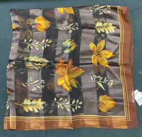 Talbots Brown Botanical Silk Scarf NWT