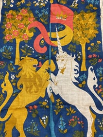 Vtg Ulster Linen Lion & Unicorn Tea Towel Ireland