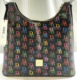 DOONEY & BOURKE HOBO Shldr Bag Blk Org Tag
