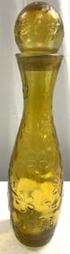 MCM Art Glass Floral Yellow Decanter Vase