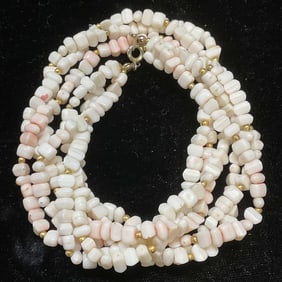 Vintage Pink & White Faux Stone Necklace