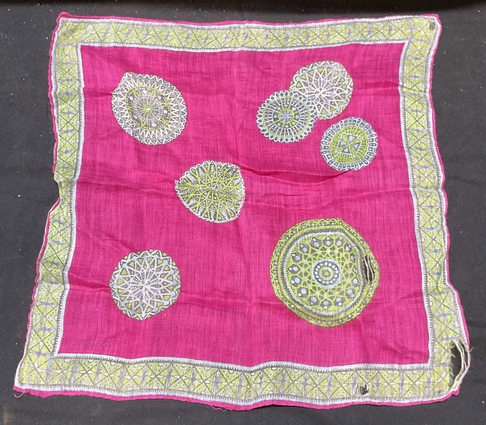 Marielle Pink & Green Patterned Handkerchief (1 of 6)