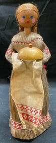 Vtg Handmade Russian Folk Art Corn Husk Doll