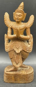 Vintage Hand Carved Wooden Asian Temple Figural