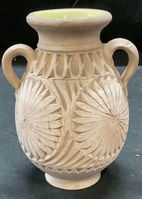 Vintage Handmade Ceramic Floral Urn Vase
