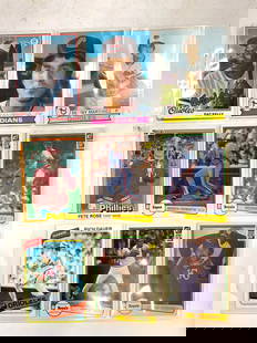 Lot 9 Vintage Assorted Baseball Cards: Lot includes 9 baseball cards. Each are vintage. Includes Pete Rose, Dan Briggs, Dan Kelly, Denny Martinez, Warren Cromatie, Richard Gale, Rich Dauer, John Wathan, & Dennis Leonard. Baseball cards, vi