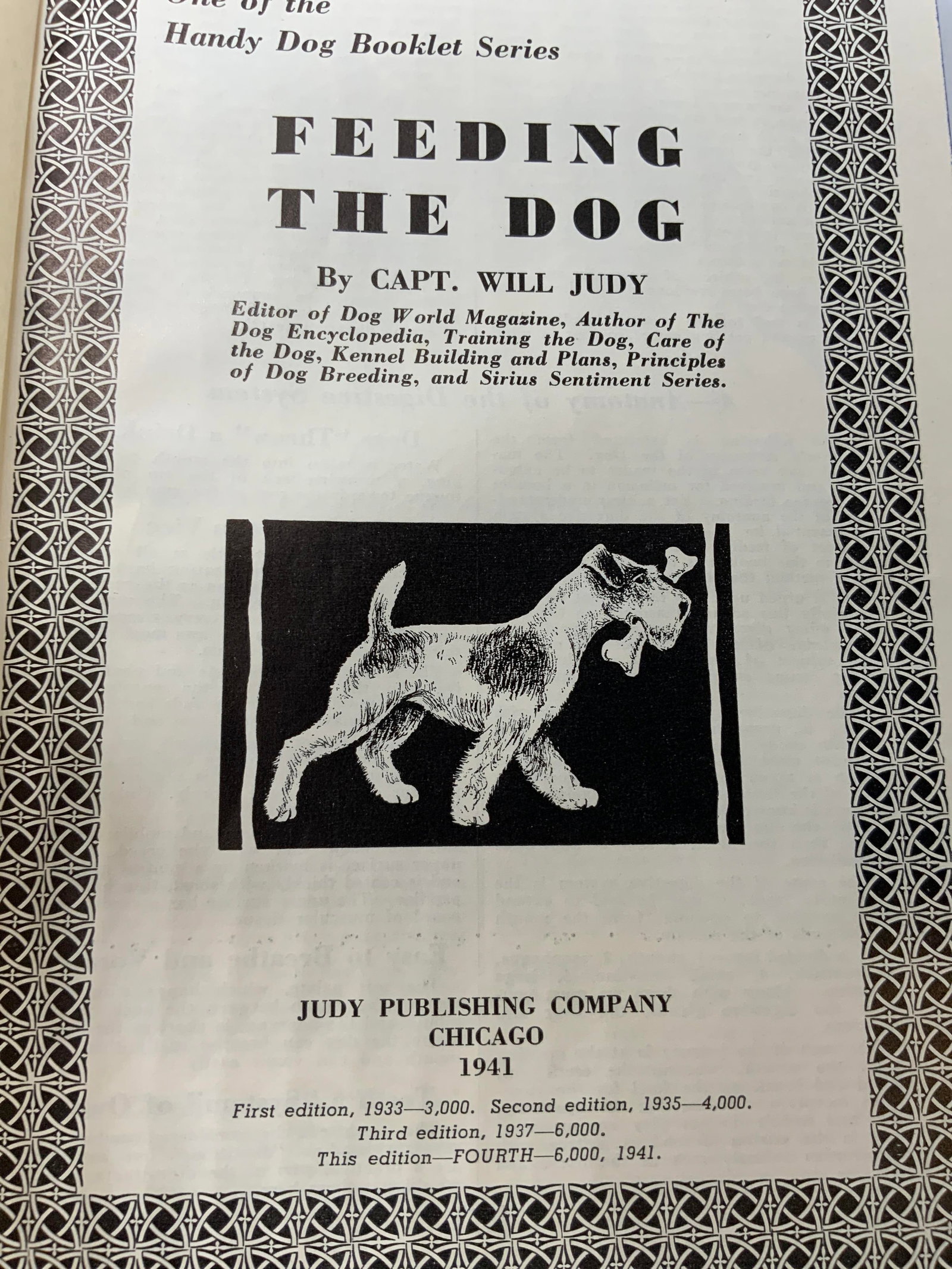 Feeding the Dog Illustr. 1941 Book Capt. Will Judy: Feeding the Dog Illustr. 1941 Book Capt. Will Judy Feeding the dog, one of the handy dog booklet series by Capt. Will Judy. Book features illustrations of dogs & their anatomy. Copyright 1941. FOURTH 