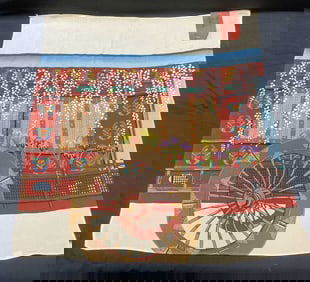 Japanese Floral Print Silk Scarf