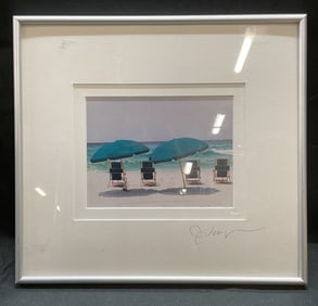 Framed Signed Vaughan Beach Scene Fine Art Print