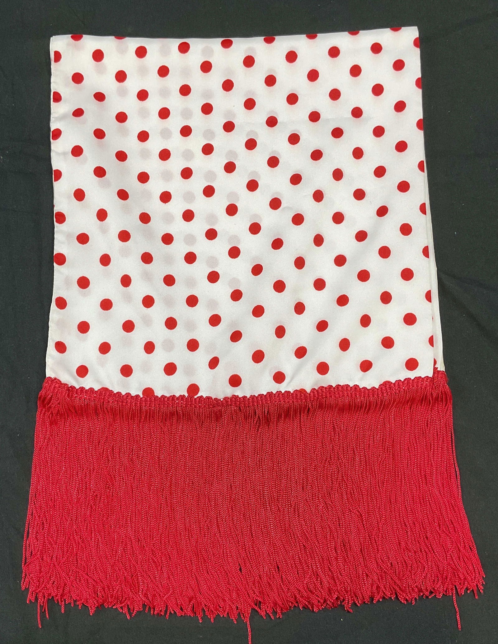 Vintage Red & White Polka Dot Fringe Scarf (1 of 7)
