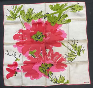 Vtg Vera Silk Pink Floral Print Scarf, Italy