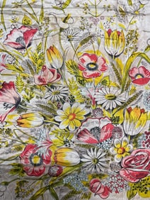 Vintage Silk Floral Print Scarf