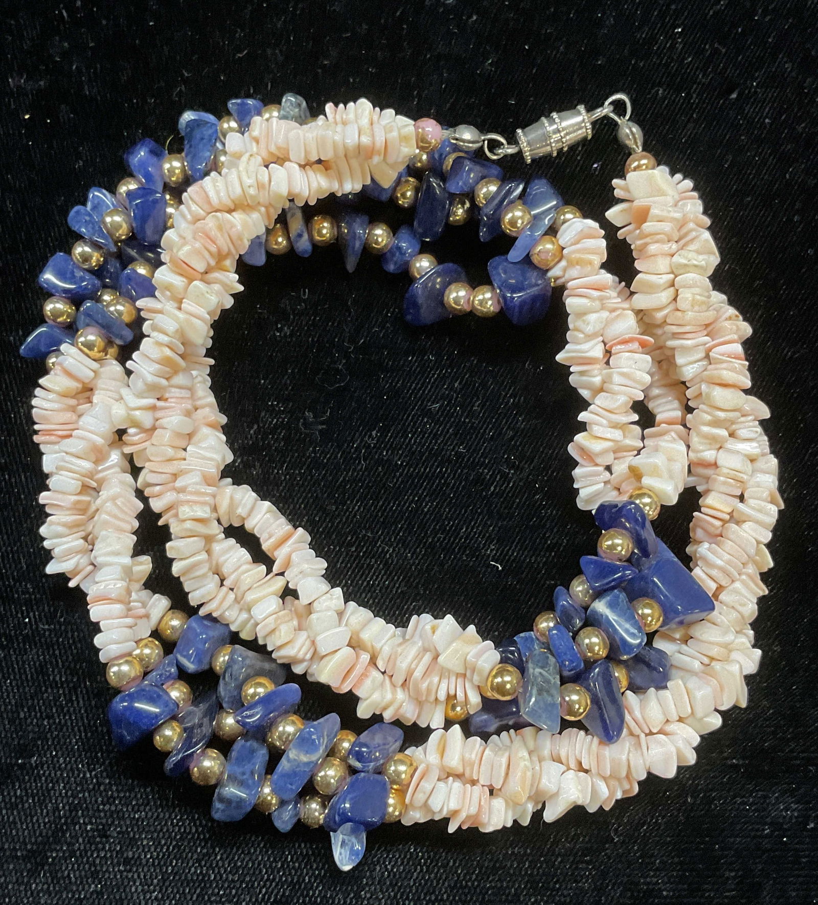 Vintage Shell & Lapis Beaded Necklace (1 of 6)