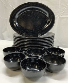 18 PROLON Black Speckled Serving Dish & Cups