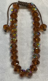 Vintage Orange Crystal Beaded Bracelet