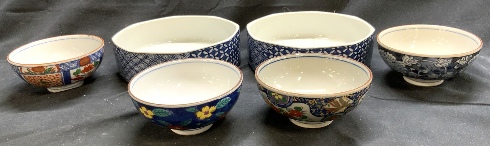 Lot6 Vtg Hand Painted Asian Porcel Bowls FF Japan+ (1 of 8)
