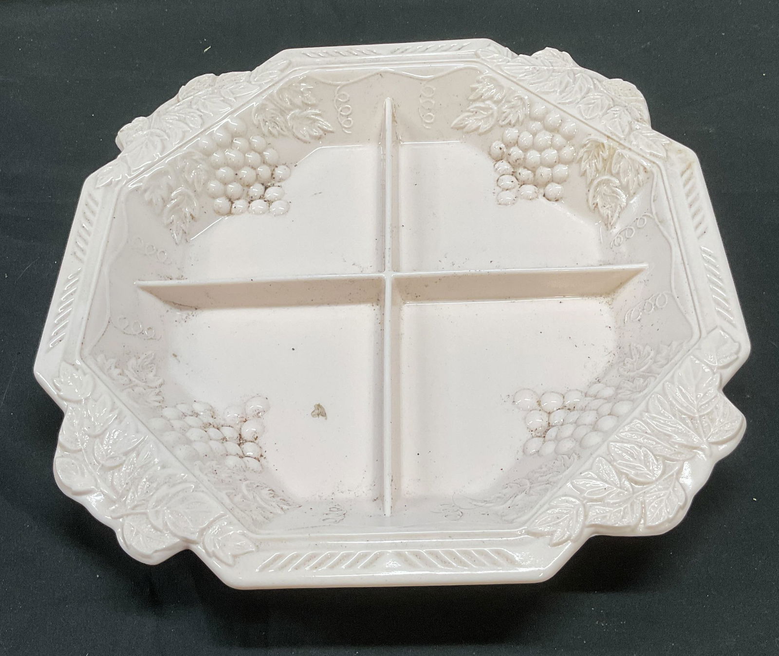 Vintage MCM Pink Glass Divided Serving Platter (1 of 6)