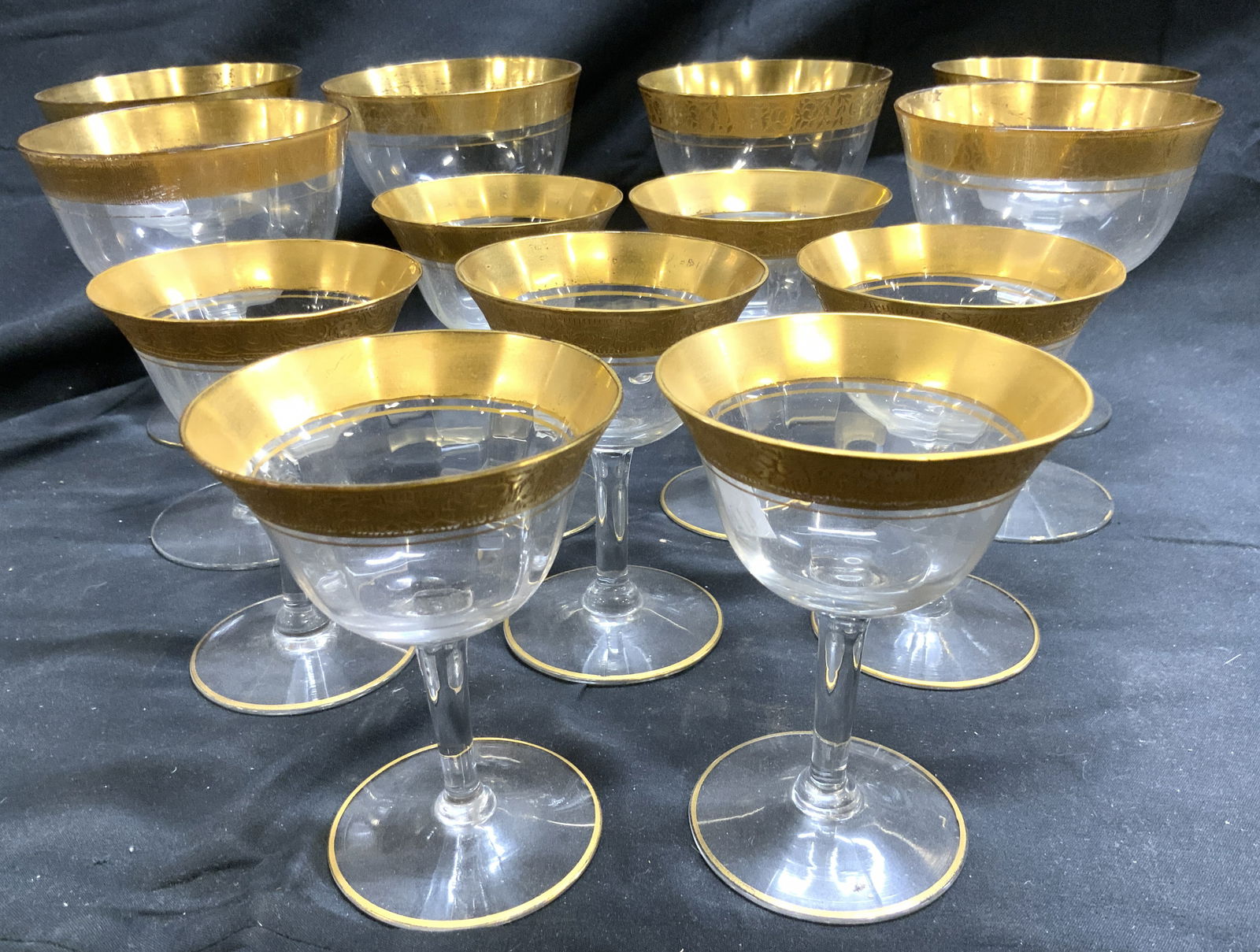 Set 13 Gilt Rim Crystal Stemware (1 of 7)