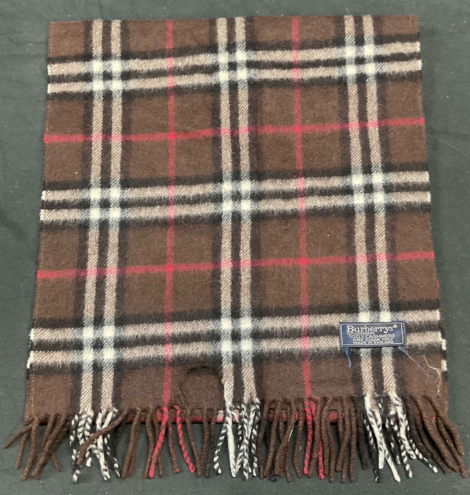 Vtg Burberry Brown Nova Check Cashmere Scarf Eng (1 of 6)