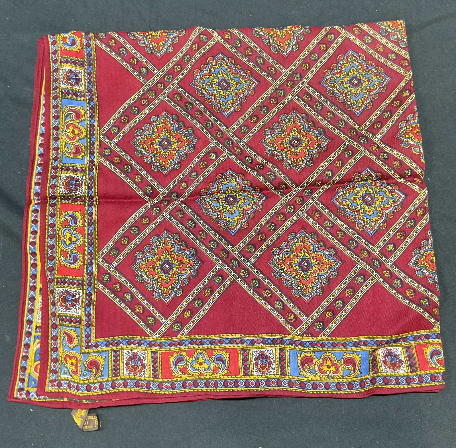 Vintage Red Wool Floral Scarf (1 of 6)