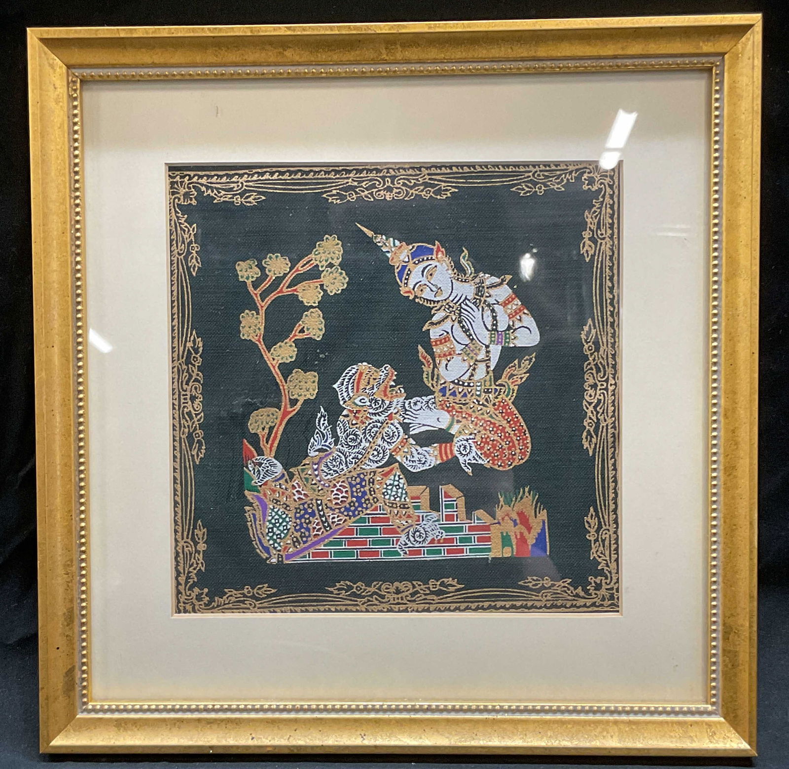 Framed Thai Silk Buddhist Painting (1 of 6)
