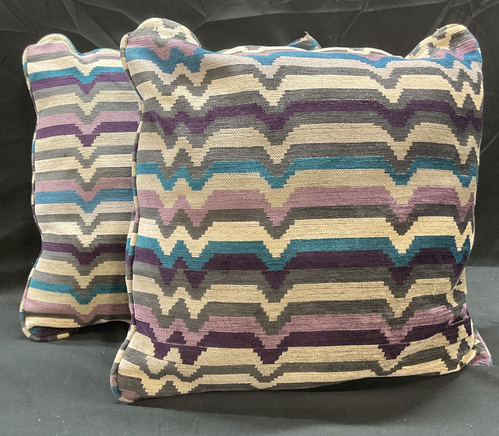 Pair Purple & Blue Woven Striped Pillows (1 of 6)