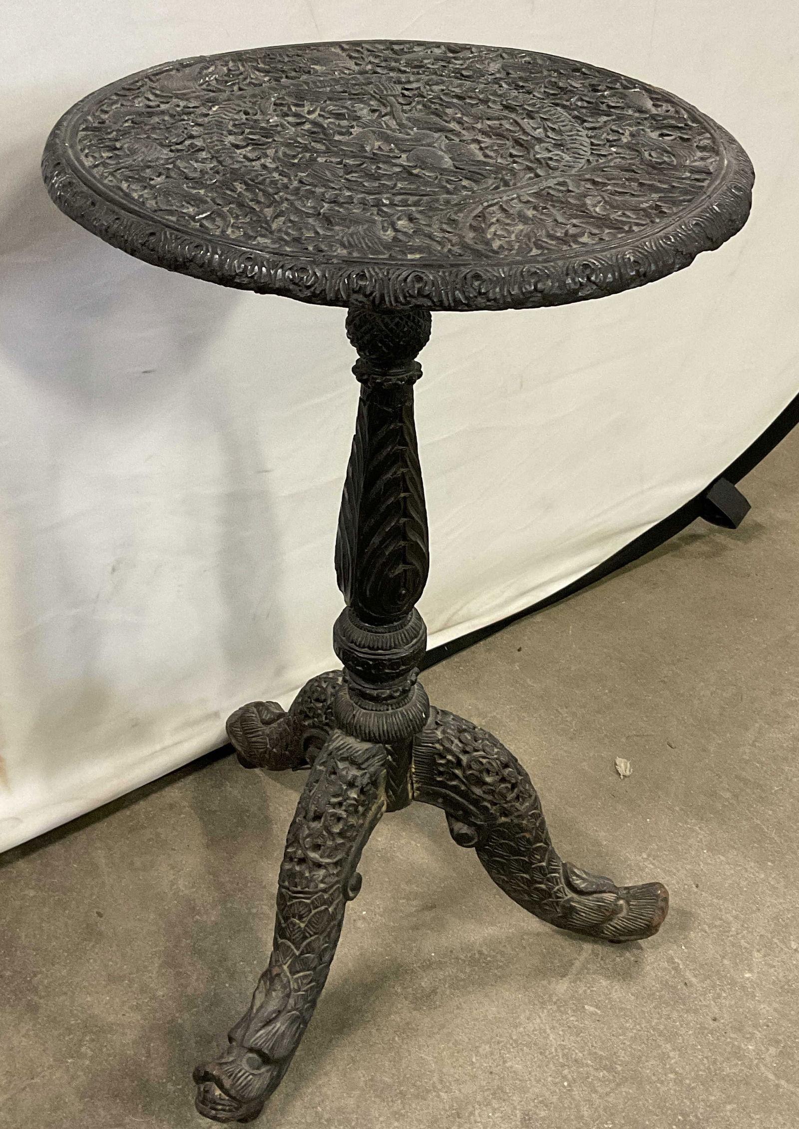 Vtg Carved Wood Figural Side Table W/ Figural Feet (1 of 10)