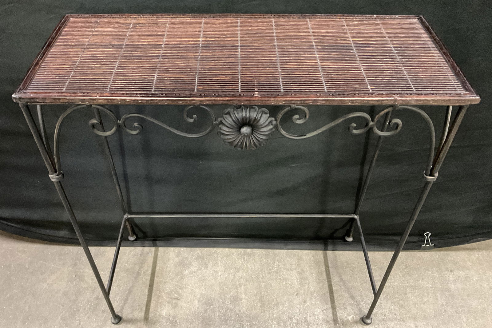 Rectangular Floral Motif Metal Base Side Table (1 of 10)