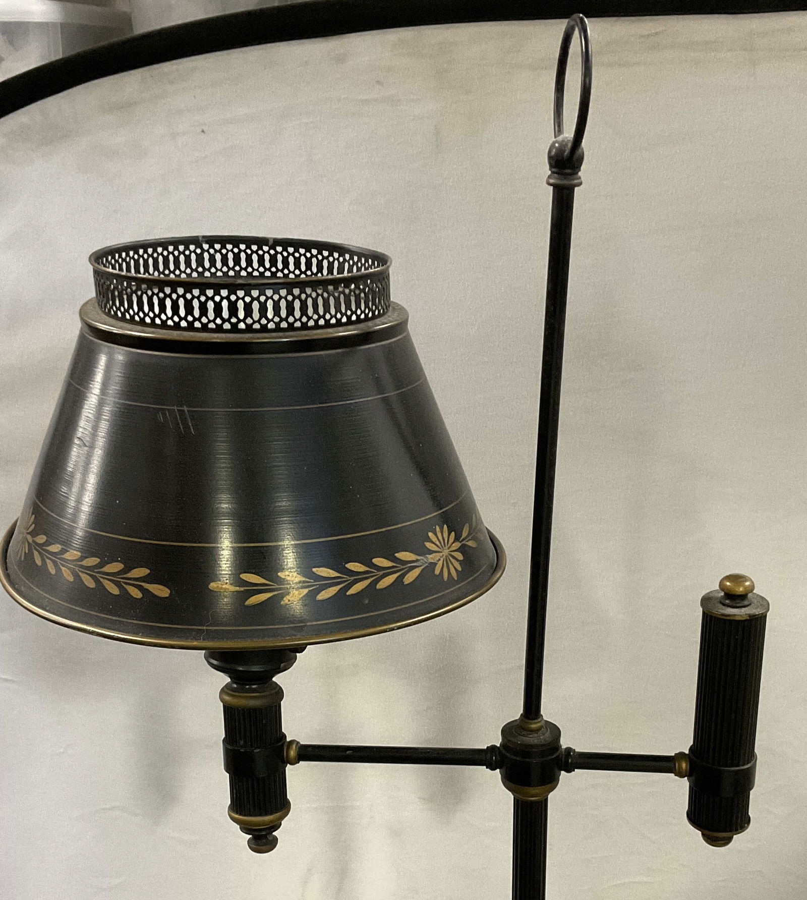 Vintage Black Metal Toleware Floor Lamp (1 of 7)