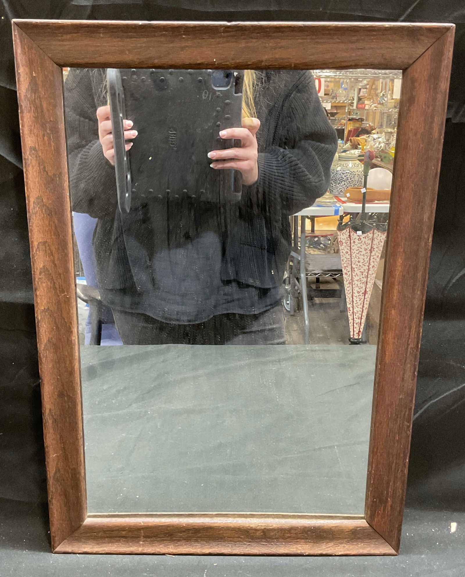 Vintage Wood Frame Wall Mirror (1 of 6)