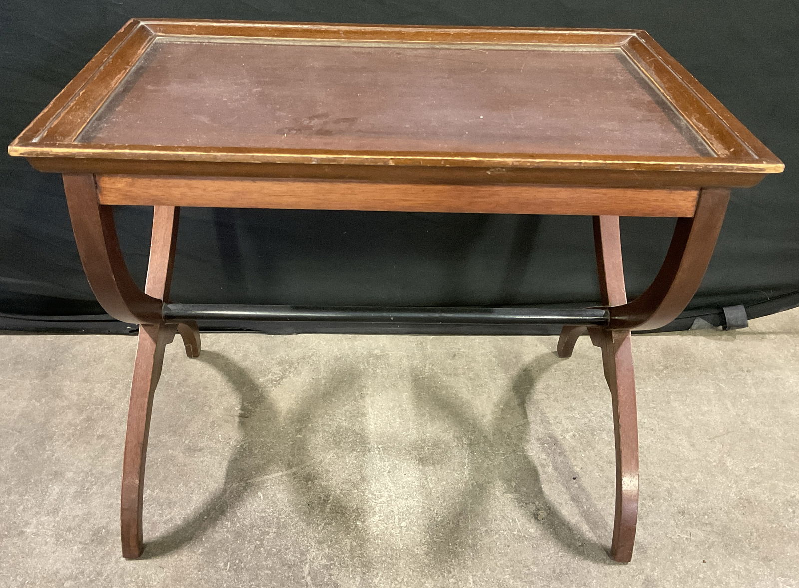 Vntg Regency Style X Leg Glass Topped Side Table (1 of 9)