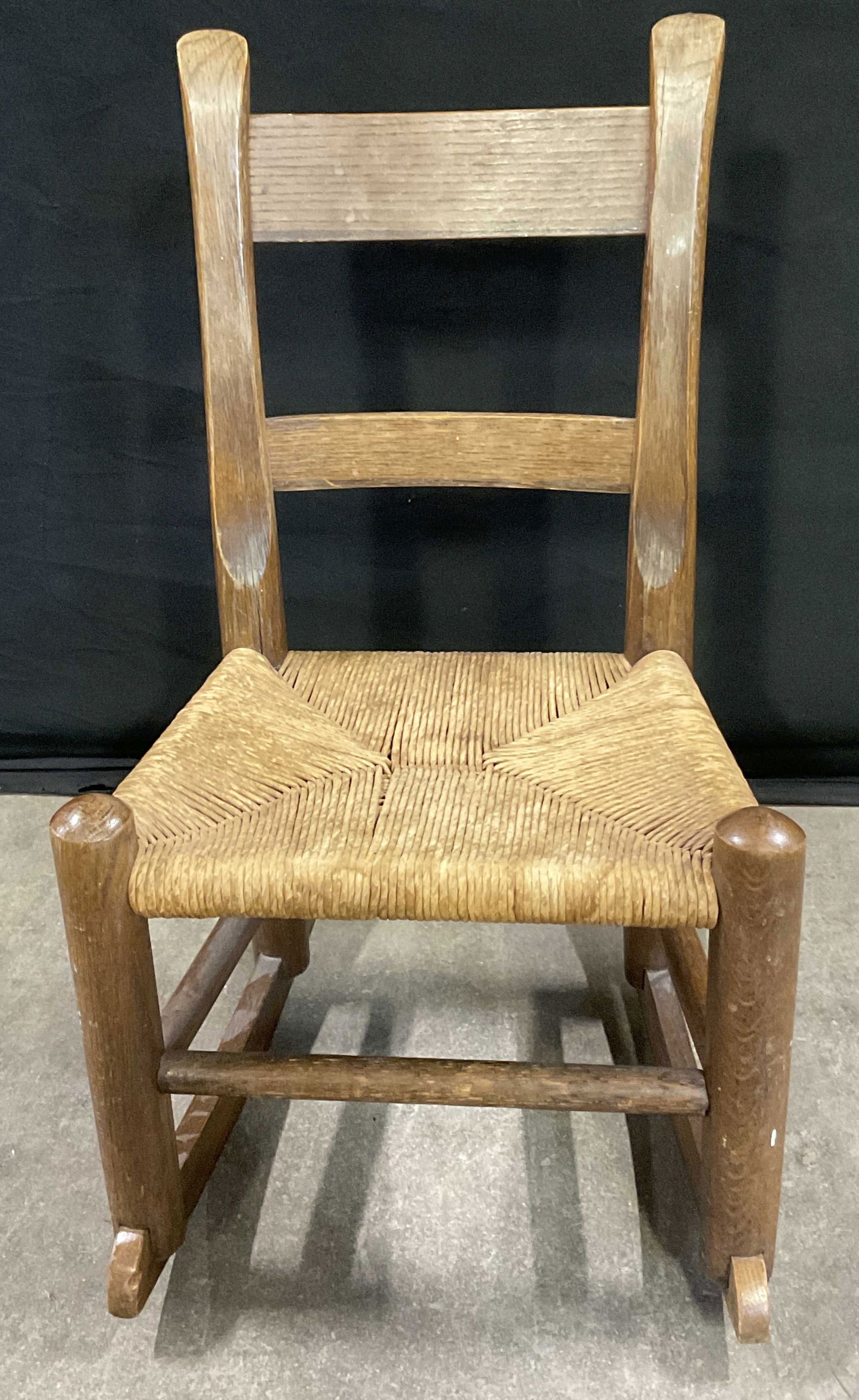 Vintage Wooden Rush Seat Childs Chair (1 of 8)