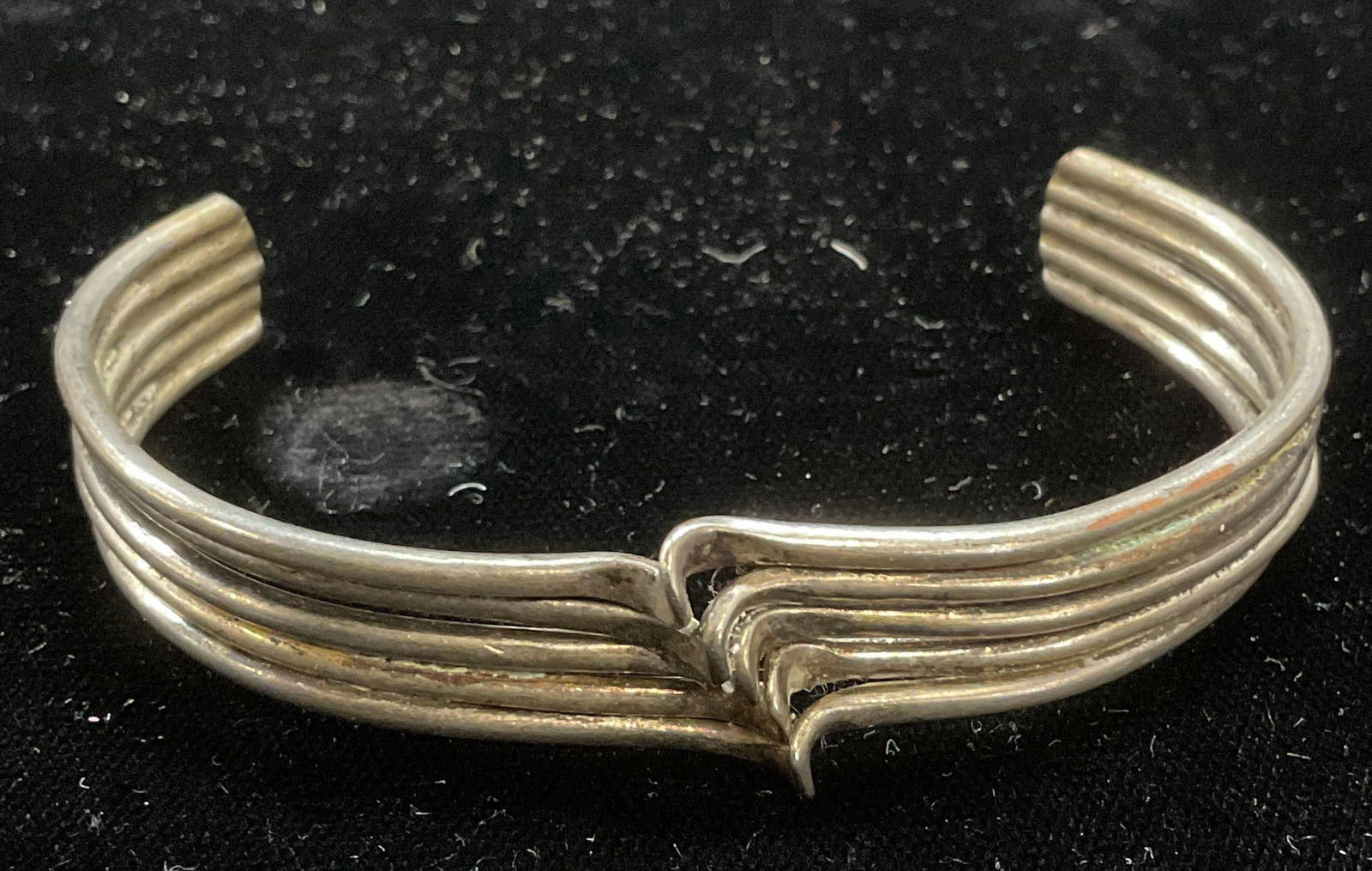 Vintage Sterling Silver Modernist Cuff Bracelet (1 of 6)